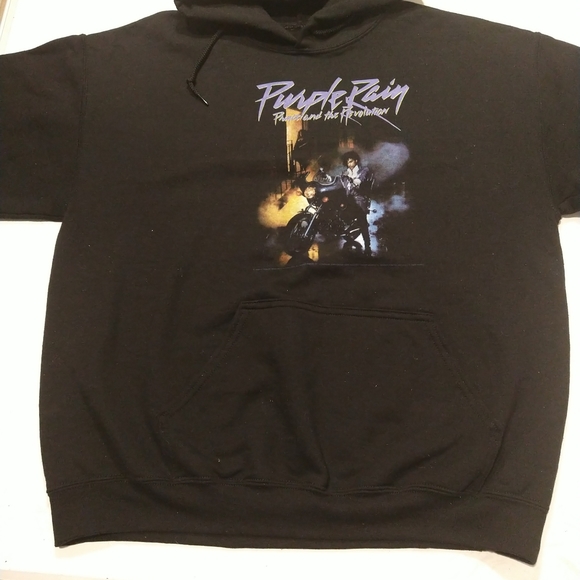 Prince purple rain hoodie XL blk Gildan measurement good condition - Picture 3 of 10